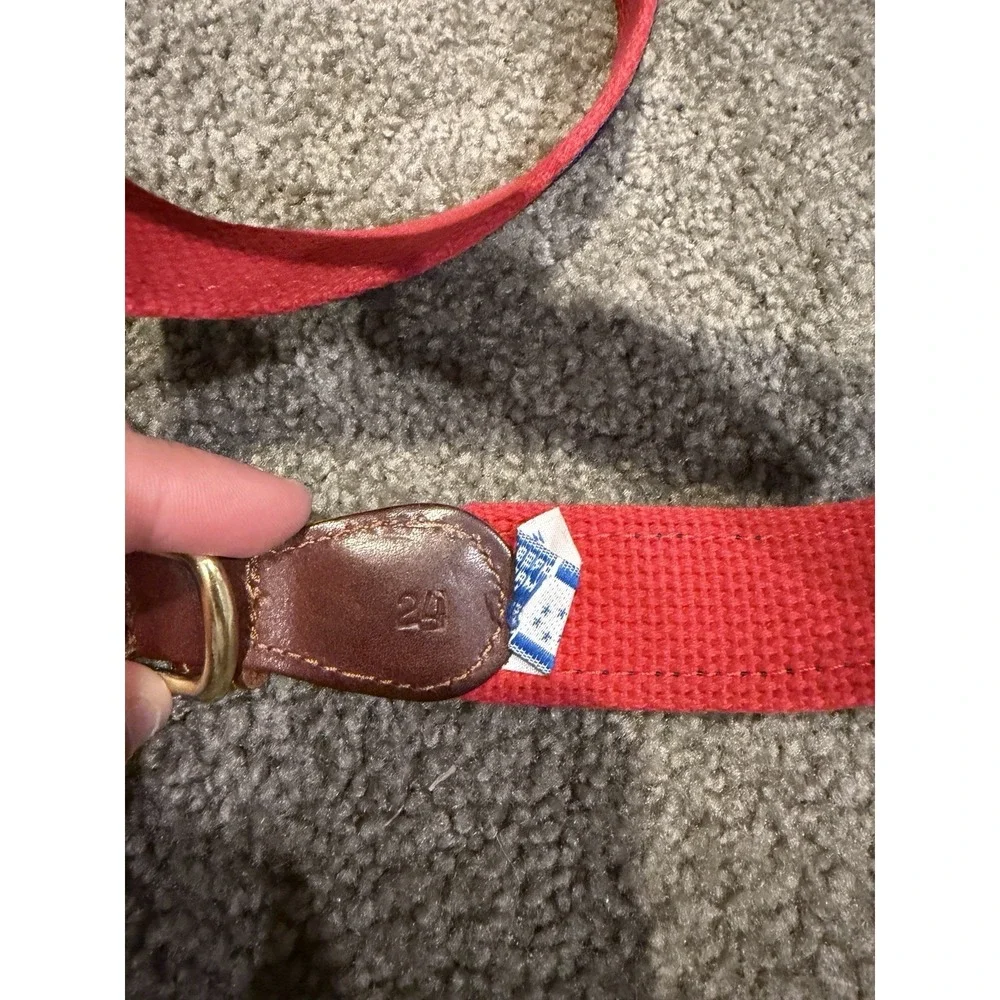 Preston Belt Size 24 Sail Boat Leather Brass Canvas Nautical Preppy Yacht Coast